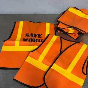 5 Orange Safety Vests Kids with Yellow Stripes